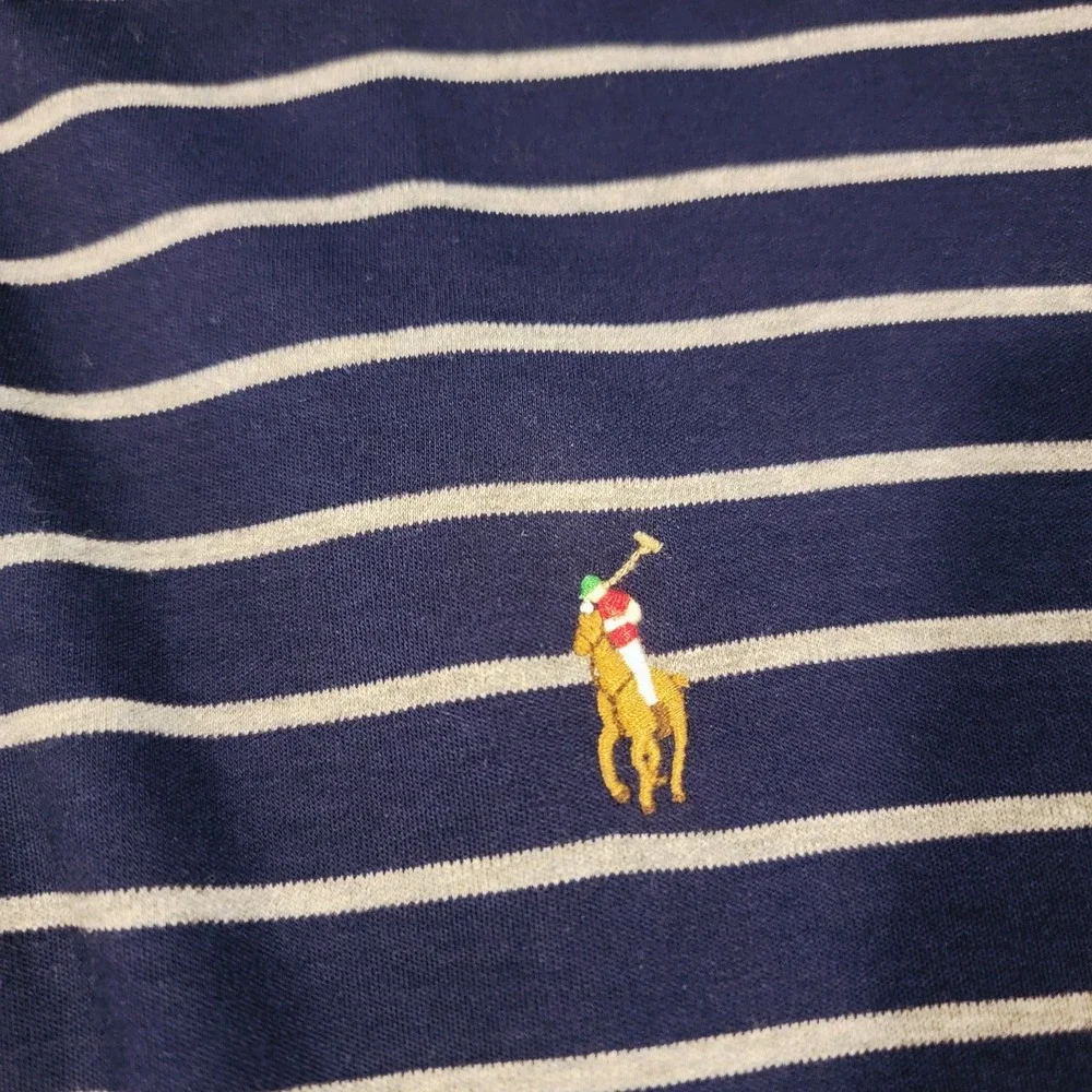 VTG Ralph Lauren Men's Polo Shirt‎ 100% Cotton Striped Shirt Size L